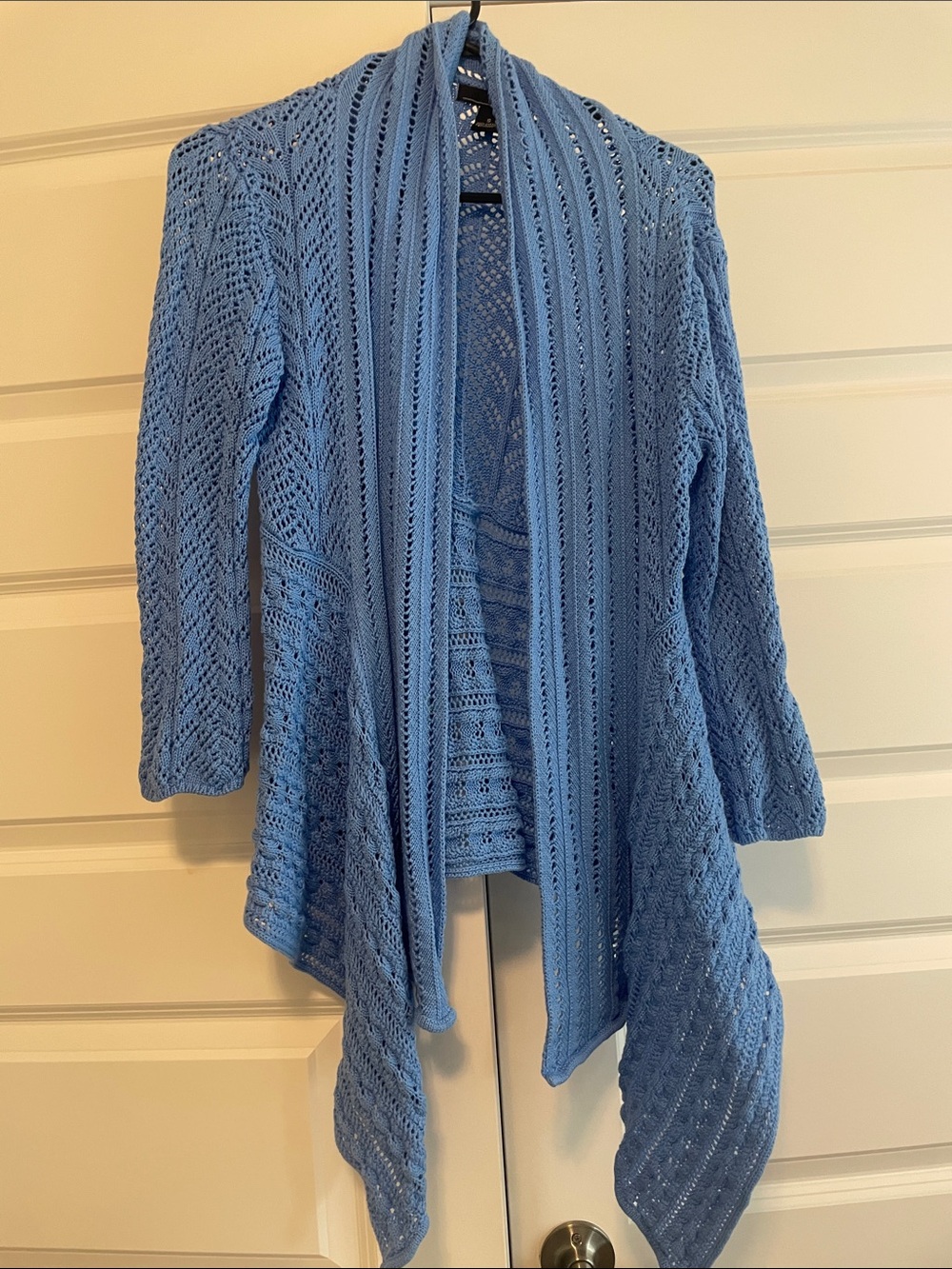 Willi Smith Light Blue Open-Front Knit Cardigan